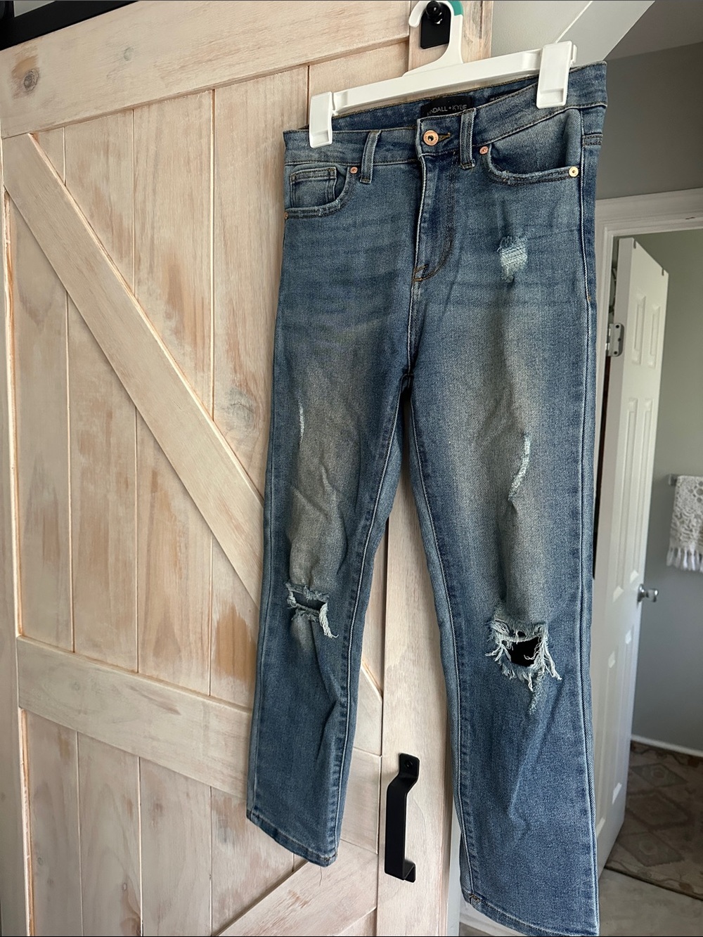 Kendall & Kylie Distressed High-Rise Blue Jeans